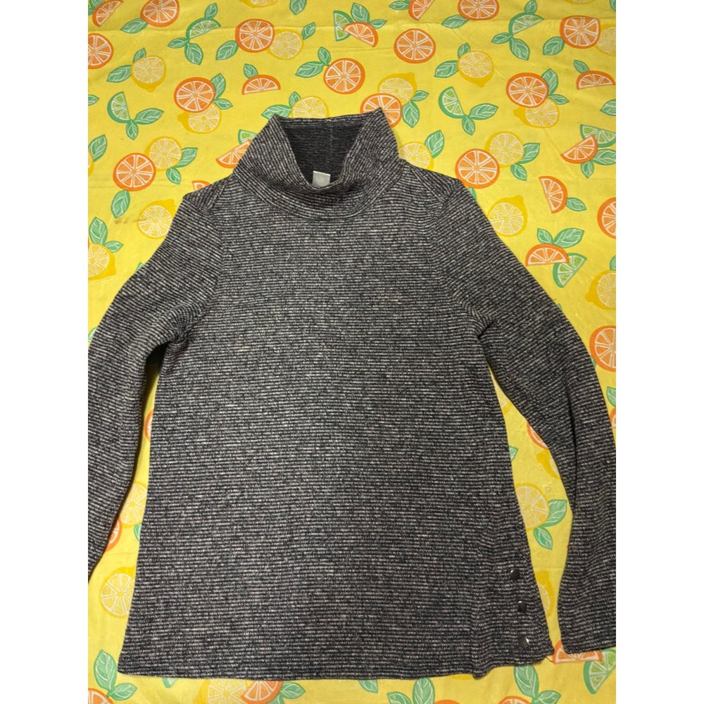 Gorpcore Womens Aventura Mock Neck Sweater XS Gray Marled‎ Button Detail
